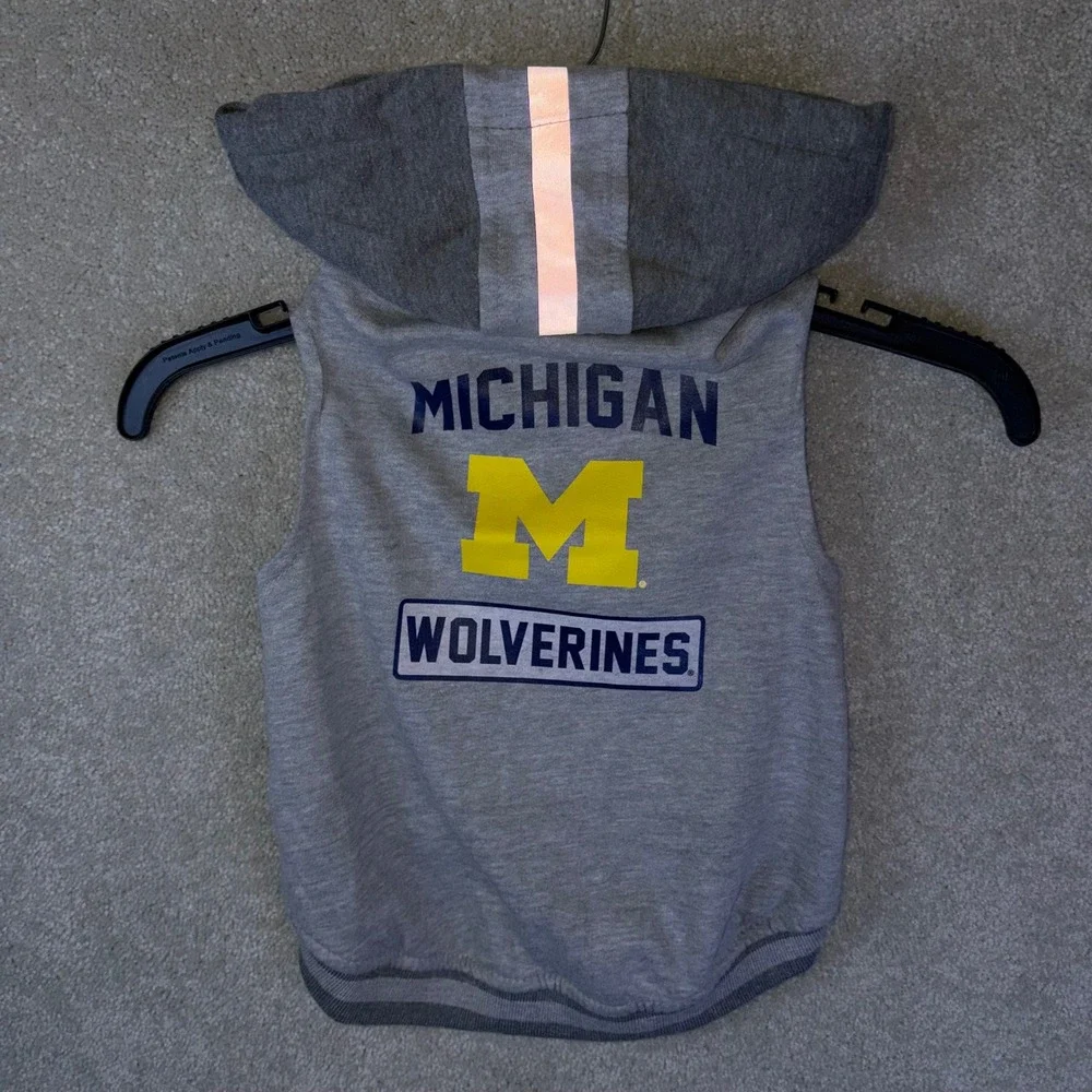 Little Earth Michigan Wolverines Pet Hoodie Dog Size‎ Large Gray Reflective NCAA